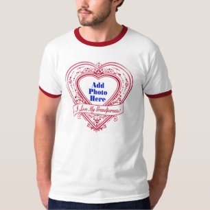 Camiseta Eu Amo Meus Avós! Foto de Corações Vermelhos