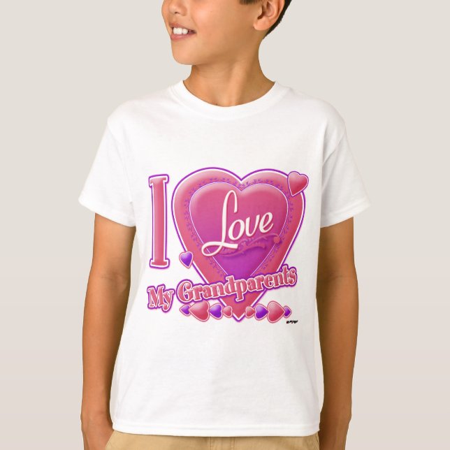 Camiseta Eu amo meus avós rosa/roxo - coração (Frente)