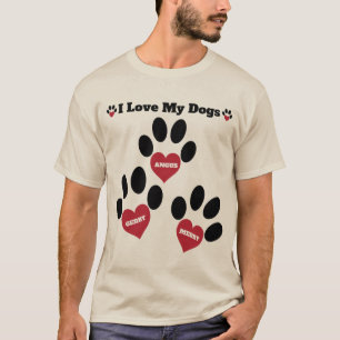 Camiseta Eu Amo Meus Cachorros, Cachorros Adoram Castanho P