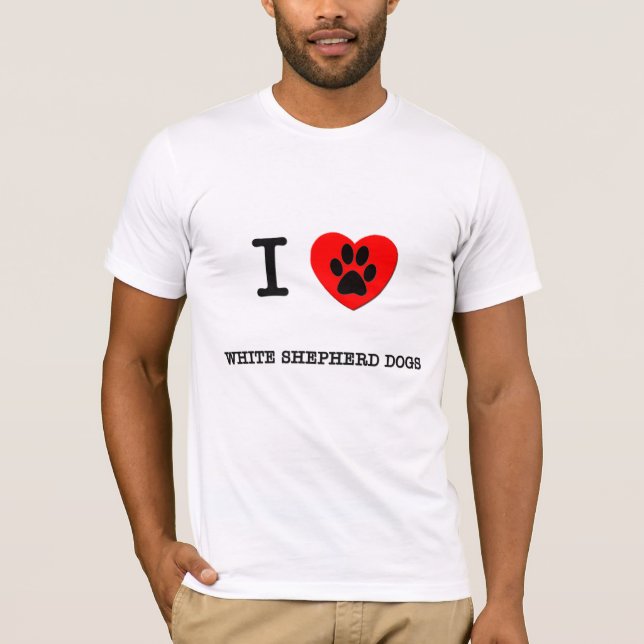 CAMISETA EU AMO MEUS CÃES DE PASTOR BRANCOS (Frente)