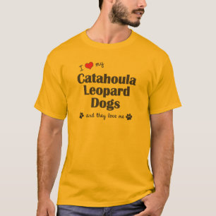 Camiseta Eu amo meus cães do leopardo de Catahoula (os cã
