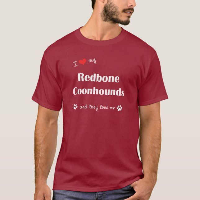 Camiseta Eu amo meus Coonhounds de Redbone (os cães (Frente)