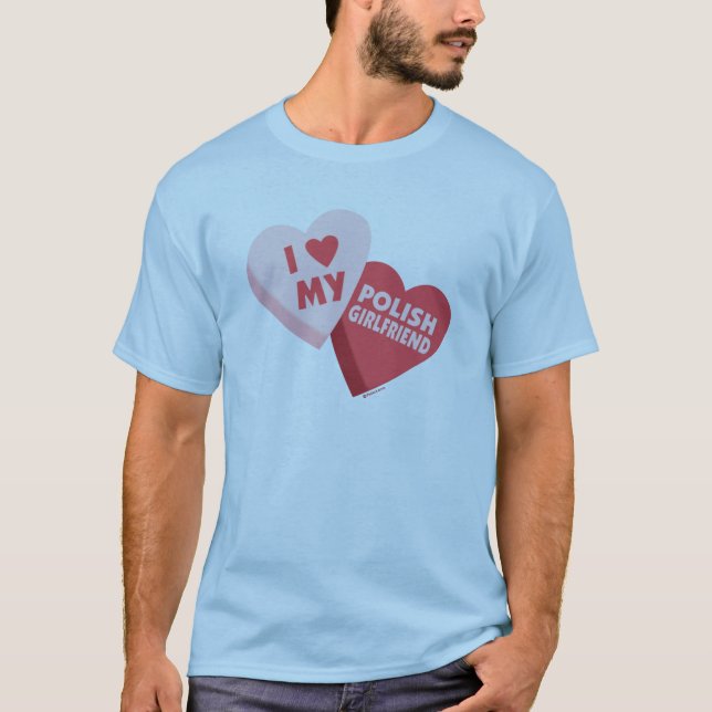 Camiseta Eu amo meus corações poloneses dos doces do (Frente)