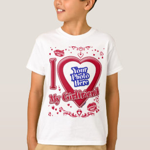 Camiseta Eu Amo Meus Corações Vermelhos Namorada