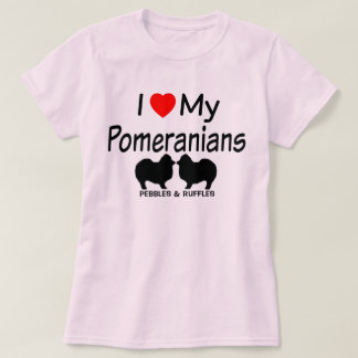 Camiseta Eu Amo Meus Dois Cães Pomeranianos