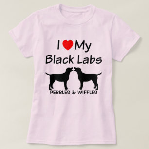 Camiseta Eu Amo Meus Dois Laboratórios Pretos