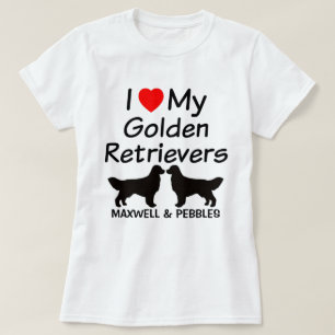 Camiseta Eu Amo Meus Dois Retrivers De Ouro
