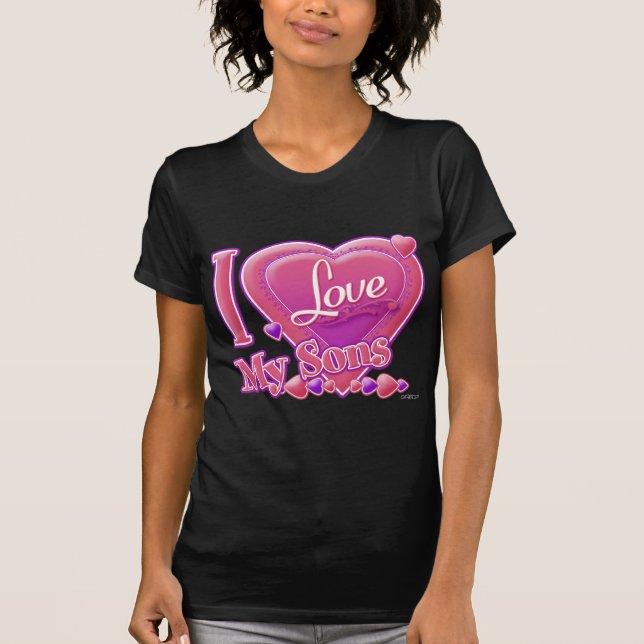 Camiseta Eu Amo Meus Filhos rosa/roxo - coração (Frente)