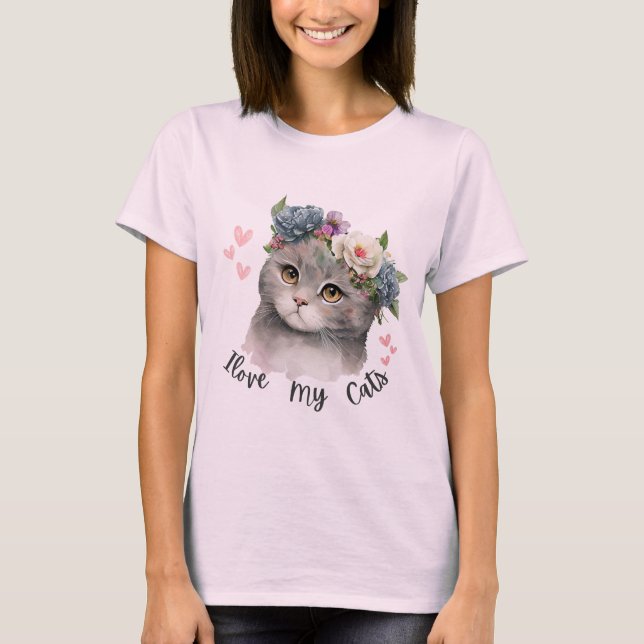 Camiseta Eu amo meus gatos  (Frente)