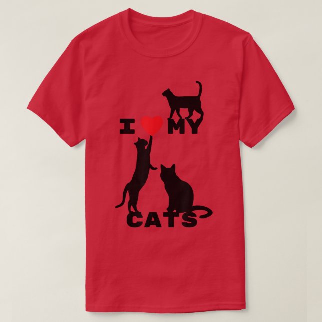 Camiseta Eu amo meus gatos (Frente do Design)