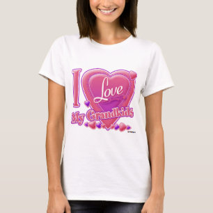 Camiseta Eu amo meus Netos rosa/roxo - coração