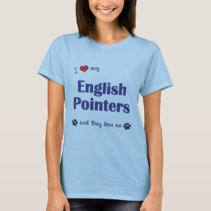 Camiseta Eu amo meus ponteiros ingleses (os cães múltiplos)