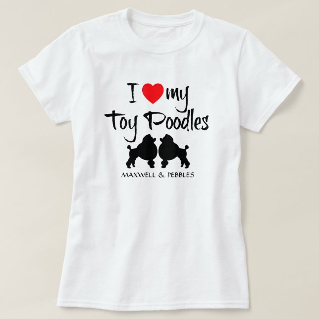 Camiseta Eu Amo Meus Poodles De Brinquedo (Frente do Design)