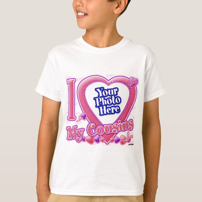 Camiseta Eu amo meus primos rosa/roxo - foto (Frente)
