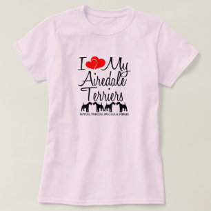Camiseta Eu Amo Meus Quatro Cães Airedale Terrier