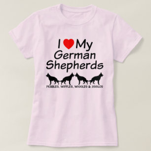 Camiseta Eu Amo Meus Quatro German shepherd