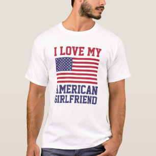 Camiseta Eu amo meus t-shirt americanos do namorada