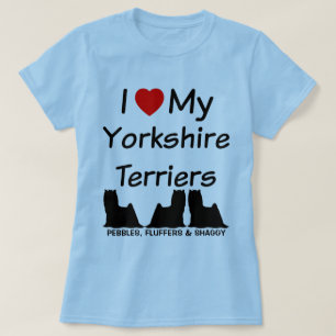 Camiseta Eu Amo Meus Três Cães De Yorkshire Terrier