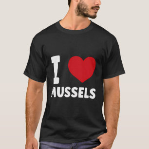 Camiseta Eu Amo Mexilhões I Coração Mexilhões Sólidos