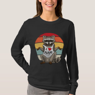 Camiseta Eu Amo Miami Raccoon Vintage Racoon Trash Panda Fu