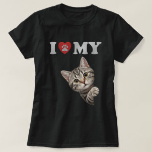Camiseta Eu Amo Minha Arte de Gato American Shorthair