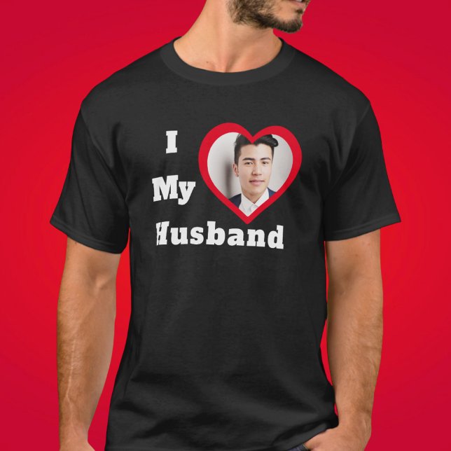 Camiseta Eu Amo Minha Bae Marido Personalizada Foto Persona (Criador carregado)