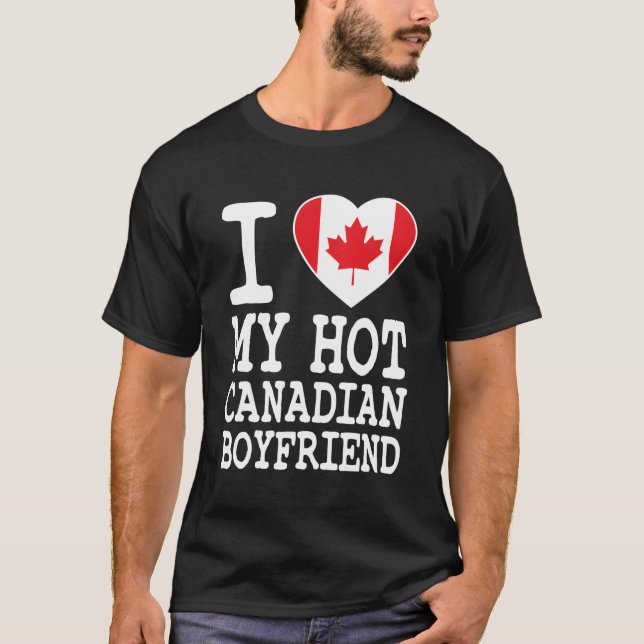 Camiseta Eu Amo Minha Bandeira Namorado Canadá Quente (Frente)
