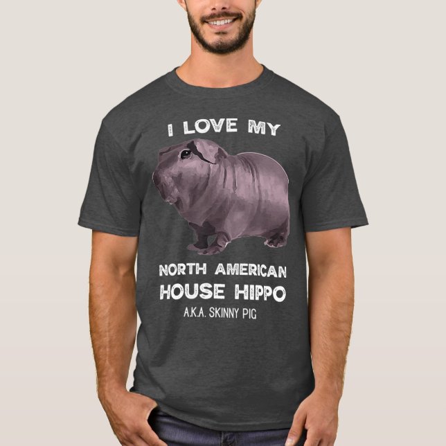 Camiseta Eu amo minha Casa Hippo Skinny Pig Proprietários (Frente)