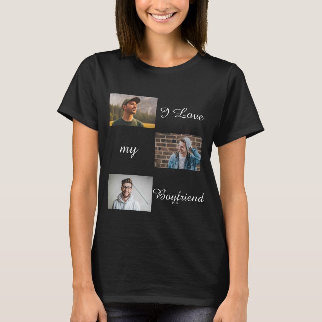 Camiseta Eu Amo Minha Colagem Personalizada De Fotos Namora (Frente)