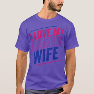 Camiseta Eu amo minha esposa bissexual Bi Orgulho Bandeira