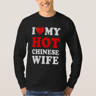 Camiseta Eu amo minha esposa chinesa quente presente engraç