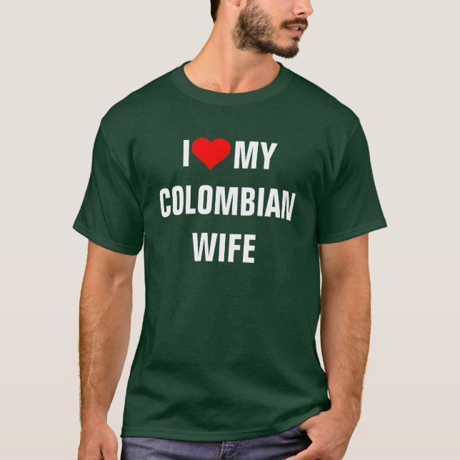 Camiseta "Eu amo minha esposa colombiana" (Frente)