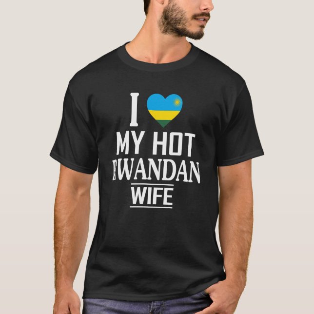 Camiseta Eu Amo Minha Esposa De Ruanda Quente (Frente)