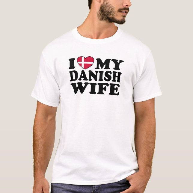 Camiseta Eu Amo Minha Esposa Dinamarquesa (Frente)