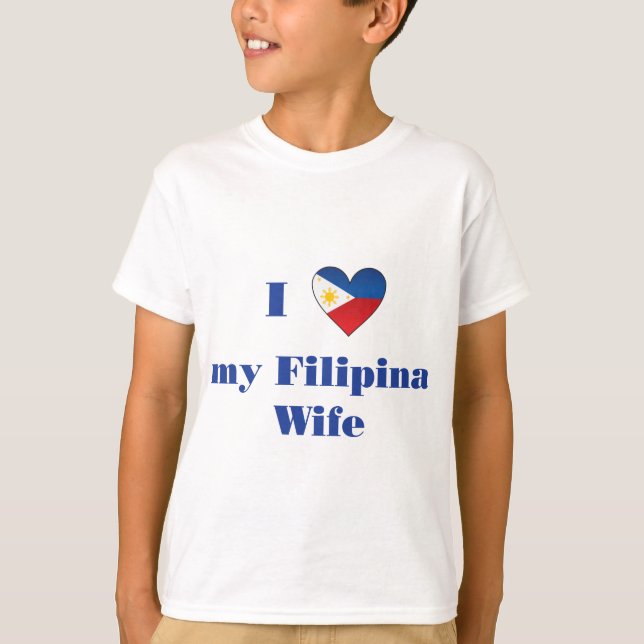 Camiseta Eu amo minha esposa filipina 1 (Frente)