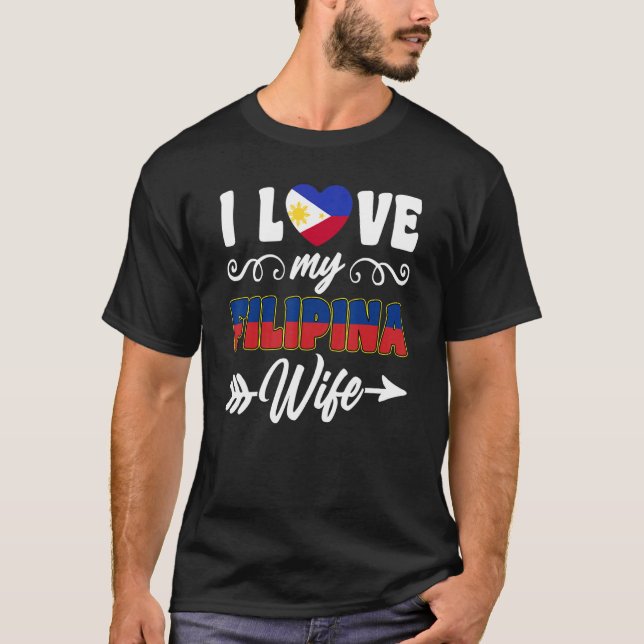 Camiseta Eu amo minha esposa filipina Filipinas (Frente)