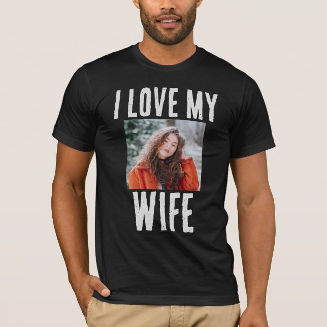 CAMISETA EU AMO MINHA ESPOSA FOTO PERSONALIZADA DE T-SHIRT (Frente)