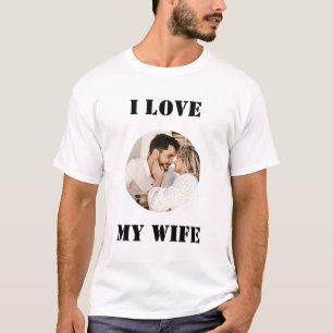 Camiseta Eu Amo Minha Esposa Foto Personalizada Redonda