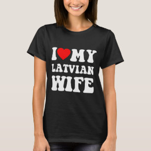 Camiseta Eu Amo Minha Esposa Letã Humorístico Para Homens M