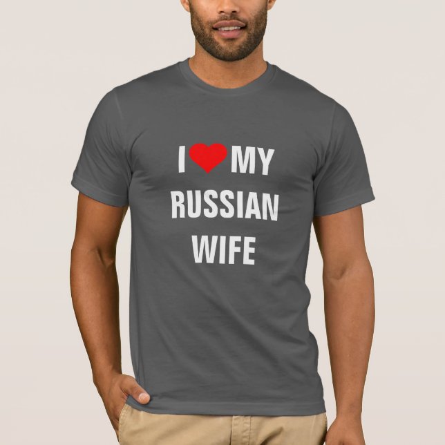 Camiseta "Eu amo minha esposa russa" (Frente)
