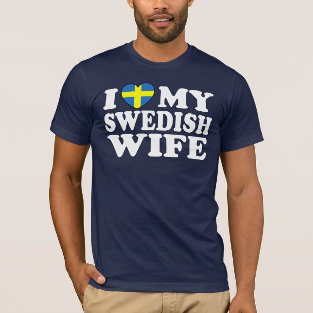Camiseta Eu Amo Minha Esposa Sueca (Frente)