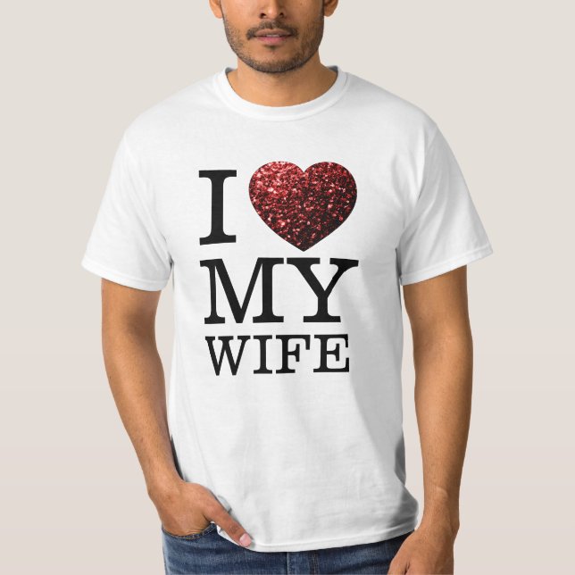 Camiseta Eu amo minha esposa, texto personalizado, faíscas  (Frente)