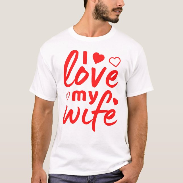 Camiseta Eu amo minha esposa texto vermelho (Frente)