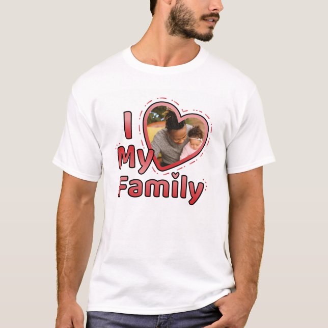 Camiseta Eu Amo Minha Família Personalizada Foto Personaliz (Frente)