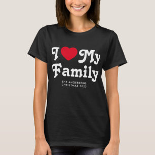 Camiseta Eu amo minha família Retro Natal