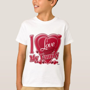 Camiseta Eu amo minha família vermelha - coração