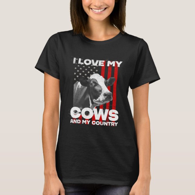 Camiseta Eu amo minha fazenda de leite de vaca (Frente)
