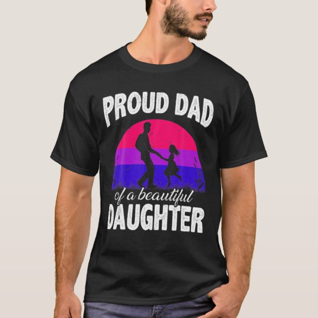 Camiseta Eu Amo Minha Filha Bissexual Orgulhosa Mãe Pai Pai (Frente)