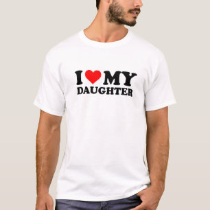 Camiseta Eu Amo Minha Filha Coração Vermelha Engraçado E