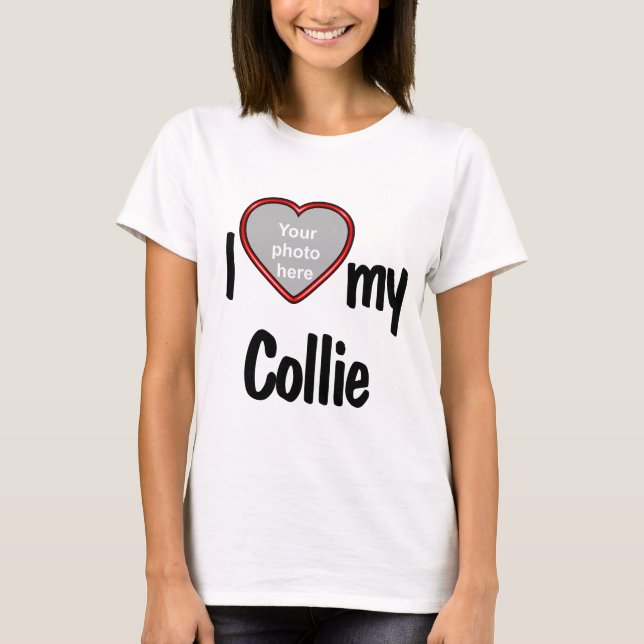Camiseta Eu Amo Minha Foto Collie Cute Red Heart (Frente)